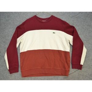 Lacoste Sweatshirt Mens XL Burgundy Colorblock Crewneck Crocodile Logo SH4371